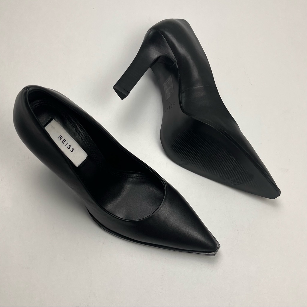 Reiss Womens Size 36 5.5 Black Ada Court Leather 4 Inch Heel Shoes Office New